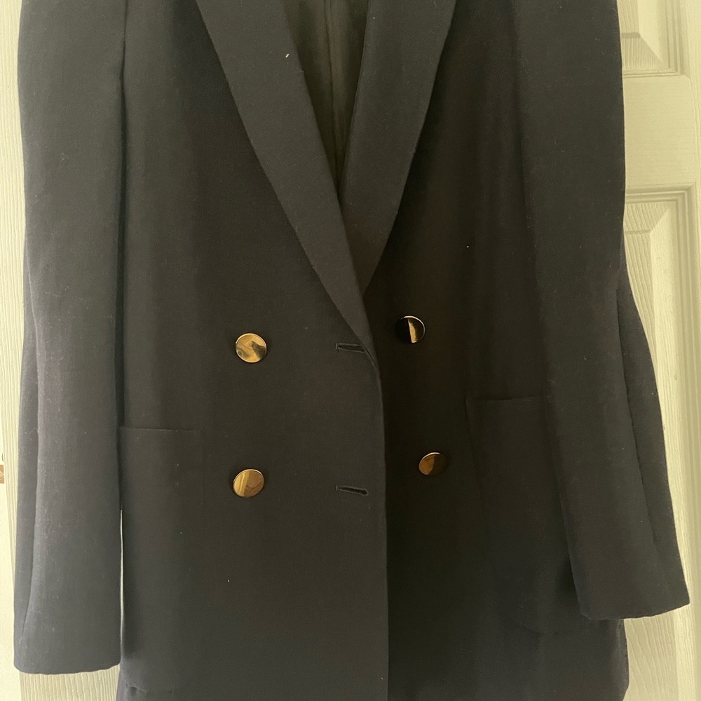 Zara Like New Chic Black Blazer with Gold Buttons